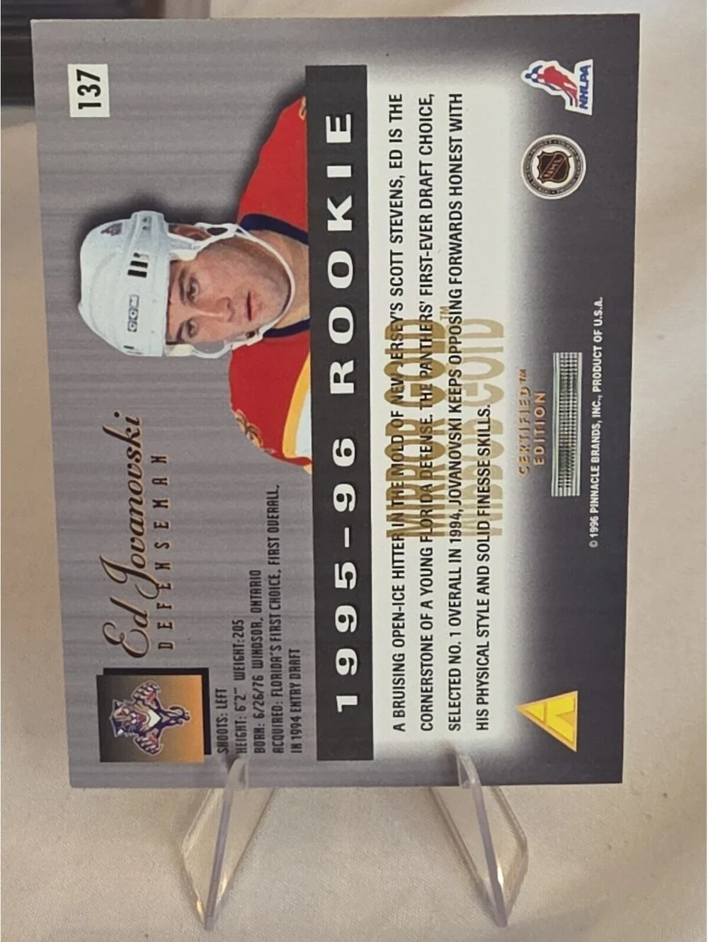 1995-96 Select Certified Mirror Gold #137 Ed Jovanovski Rookie Panthers SSP